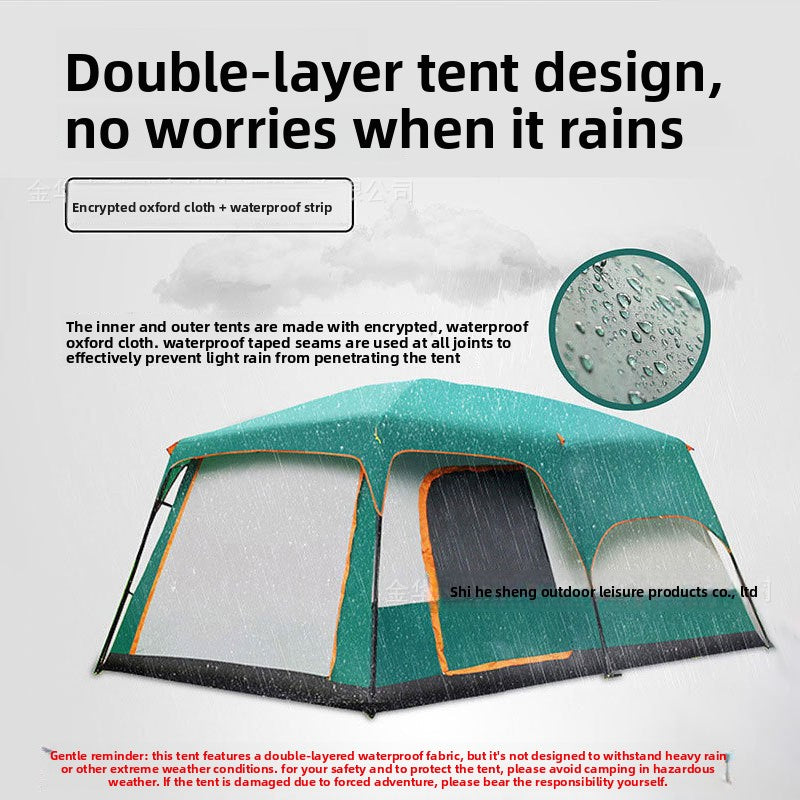 Thickened outdoor tent with two rooms and one living area, sunproof and waterproof3-12Camping Tent