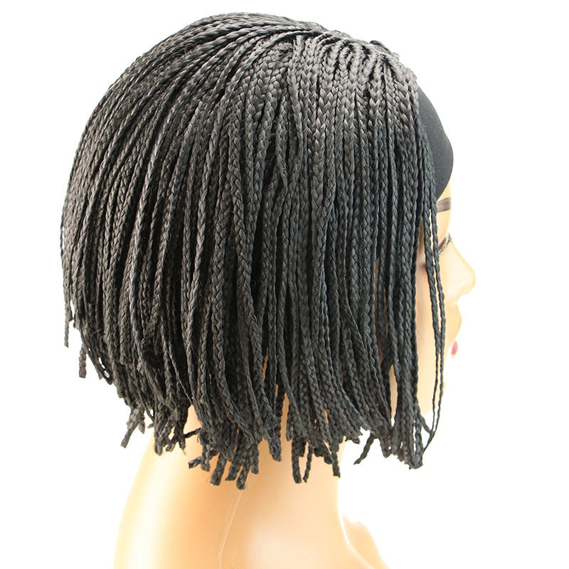 Hairband Small Braids Wig European and American Style Women's Small Curly Synthetic Hair Wig African Drawstring Braids Short Hair Trendy Short Hair
