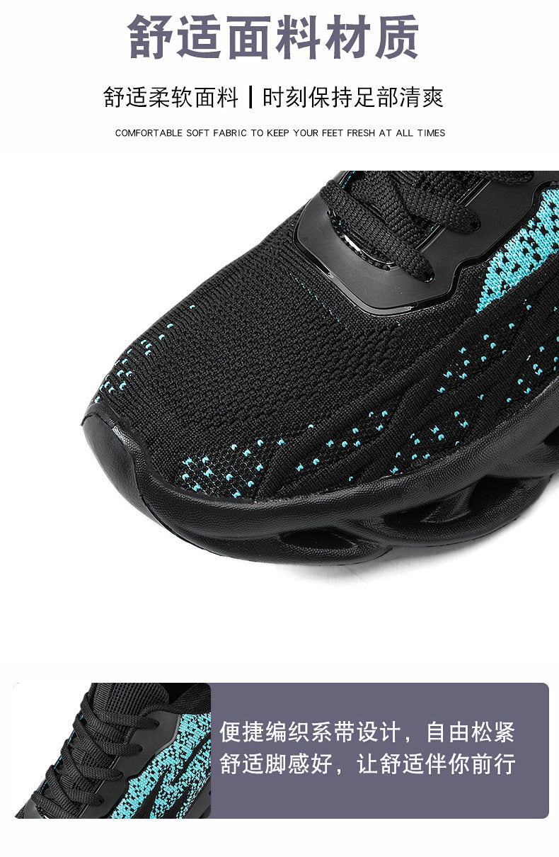 Summer Flyknit Breathable Running Shoes Braided Sole Casual Sports Shoes Men's Lightweight Trendy Shoes Professional Racing Running Shoes