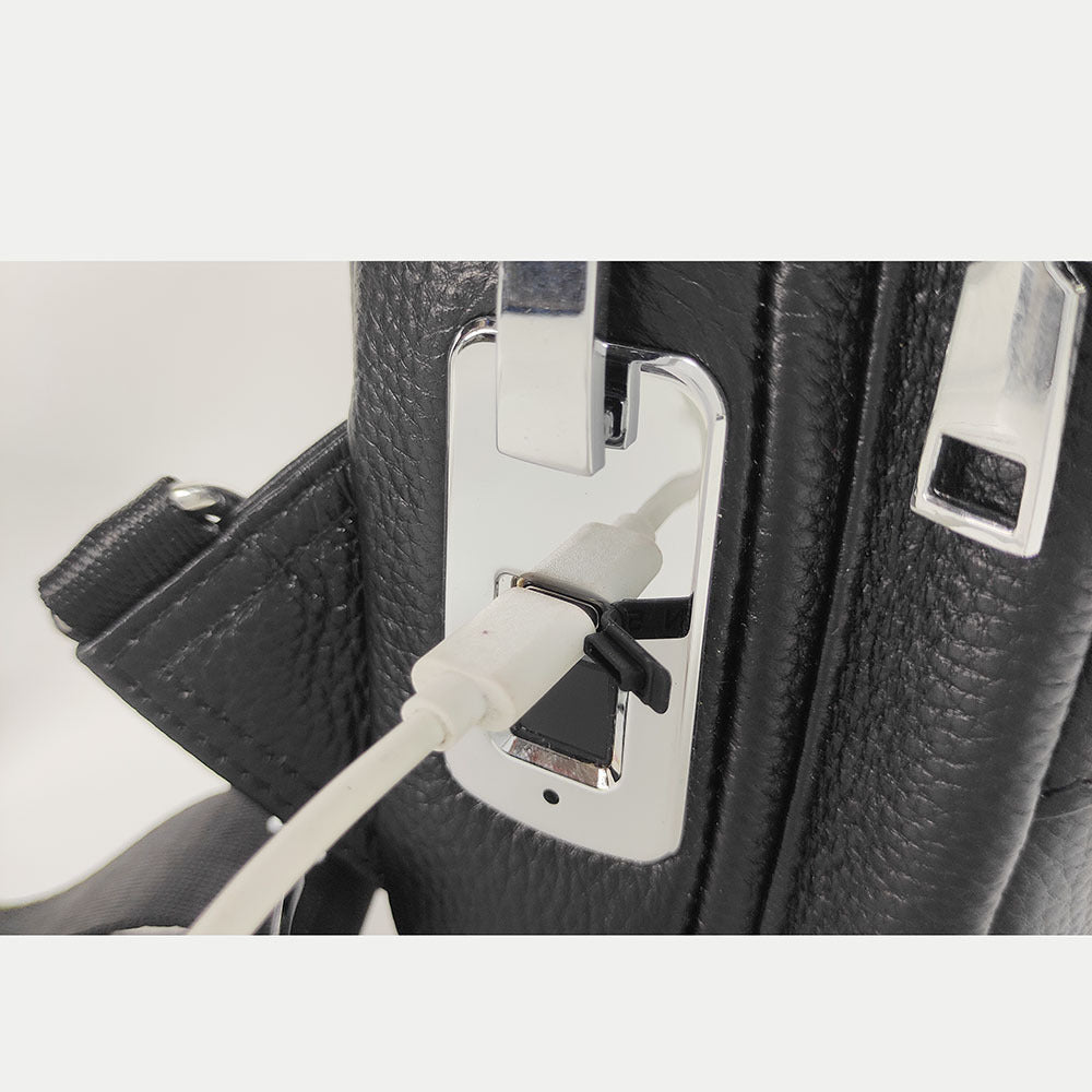 High-End Men's Top Layer Cowhide Multi-Zipper Bag Sports Casual Small Backpack Anti-Theft Genuine Leather Fingerprint Lock Chest Bag