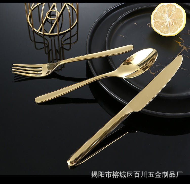 201Stainless Steel Knife Fork Spoon Heavy Moonlight Tableware Western Food Hotel Household Steak Knife Fork Dessert Spoon Wholesale