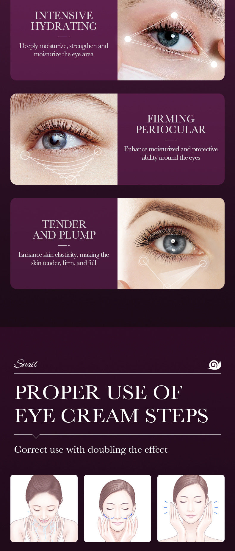 Snail Eye Cream20g SADOER Collagen improves dark circles and wrinkles cross-border wholesale