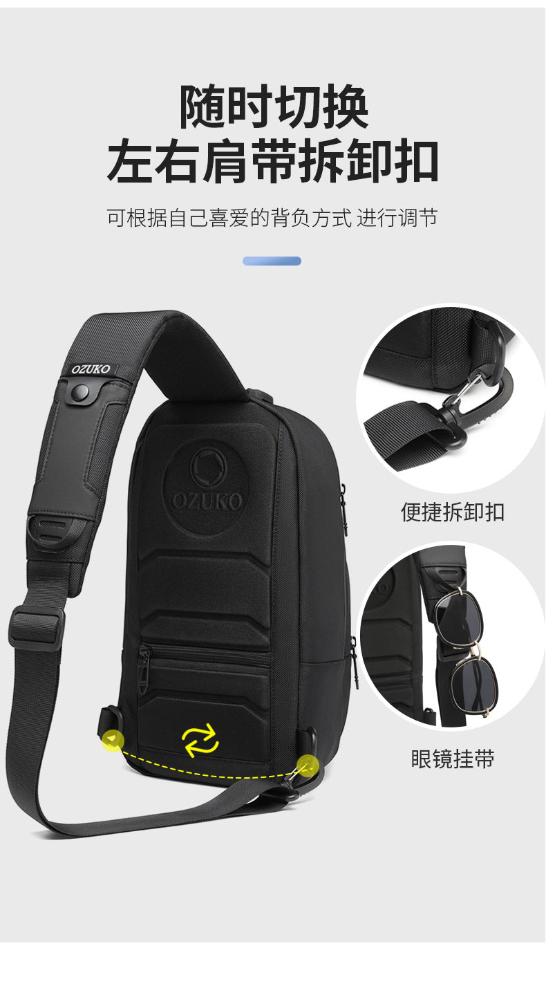 OZUKO Men's Tactical Chest Bag Waterproof Oxford Cloth Crossbody Chest Bag Trendy Outdoor Sports Shoulder Bag