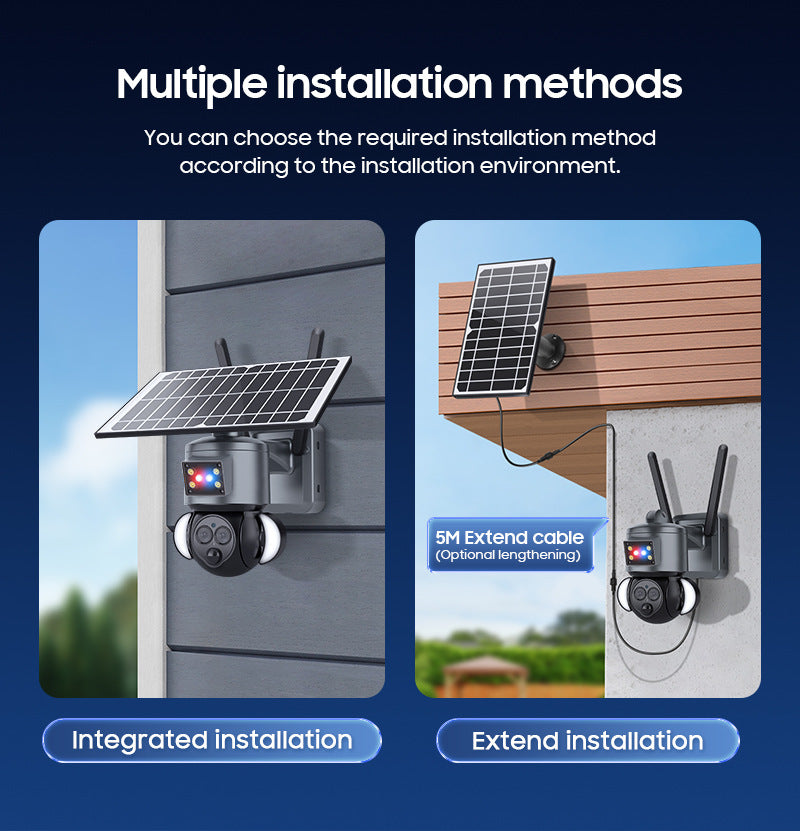 New Product12Binocular Hybrid Zoom Solar Camera Courtyard6MP High Definition Red and Blue Alarm Monitoring