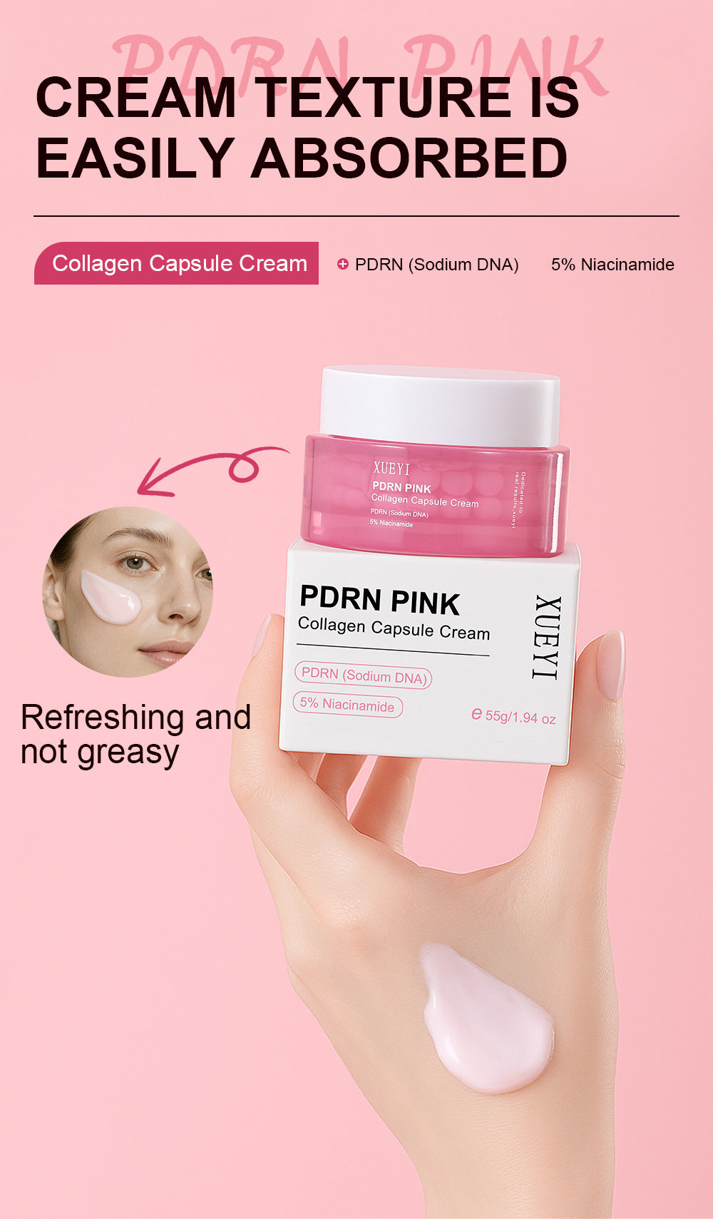 Specially designed Collagen Pink Capsule Face Cream Deep Moisturizing Wrinkle Firming Elasticity Anti-Wrinkle Cream