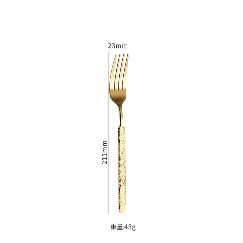 410Stainless Steel Cutlery Hotel Restaurant High-end Stone Pattern Knife Fork Spoon Set Western Cuisine Thickened Steak Knife Fork