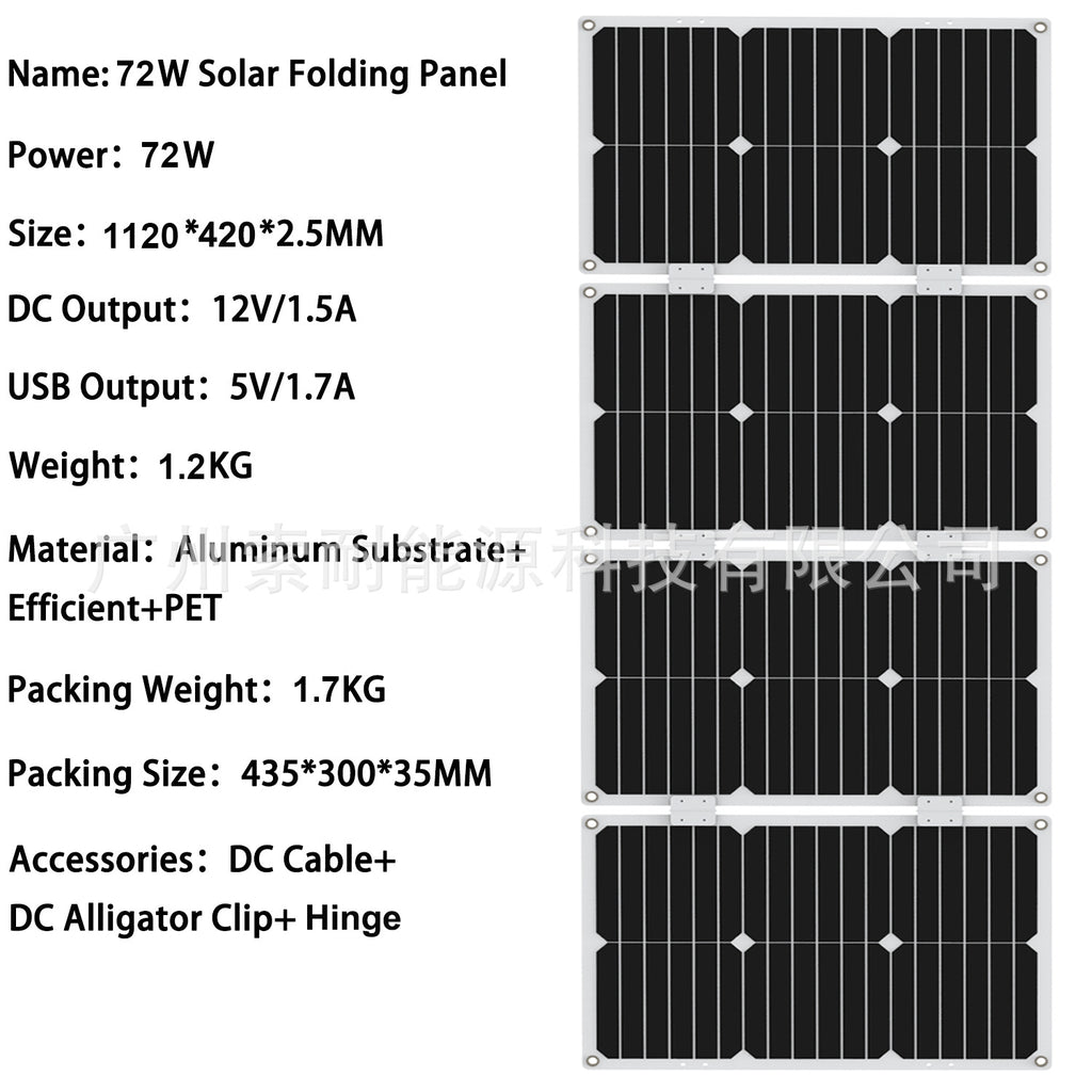 72W Monocrystalline Solar Charging Panel Solar panel 5V Double USB Hot-selling Products from Cross-Border E-commerce