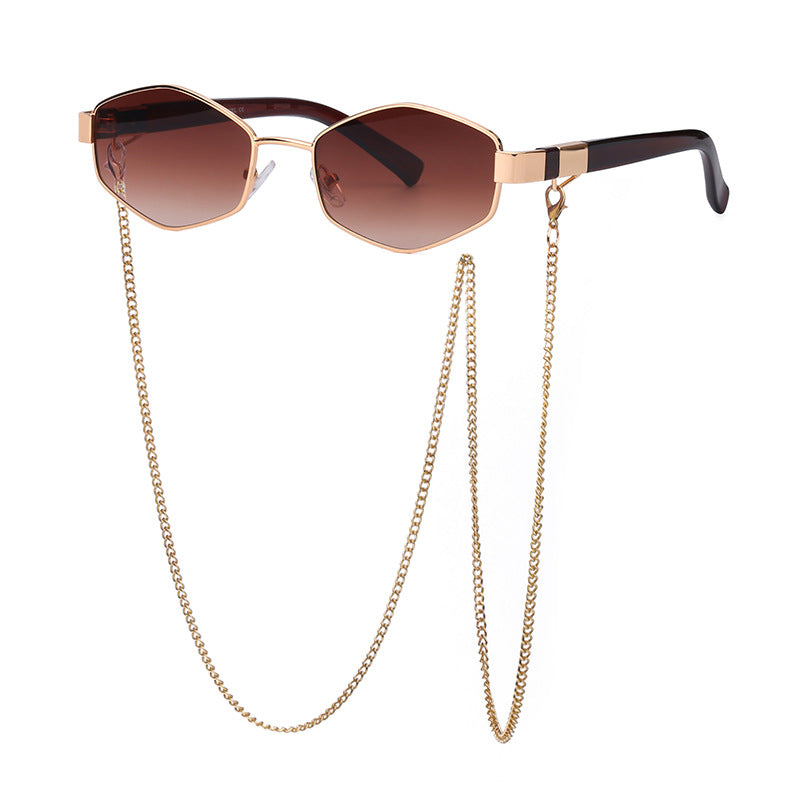 New Women's Sunglasses Fashion Chain Personality Round Frame Korean Style Sunglasses Wholesale Glasses sunglasses