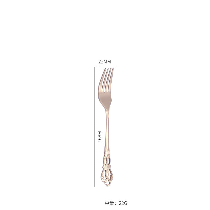 Stainless Steel Cutlery Restaurant Royal Court Knife Fork Spoon Set Hotel Western Cuisine European Retro Relief Steak Knife Fork