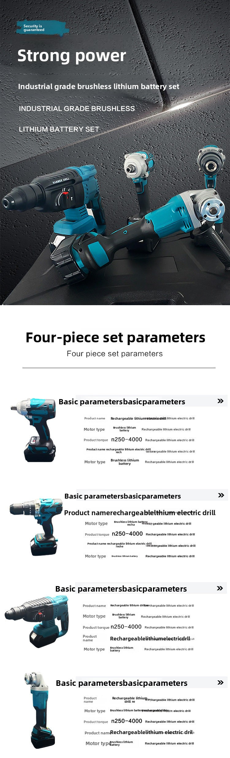MT Power Tool Set Wholesale Lithium Battery4Set of multifunctional lithium electric tools for home decoration and factory use