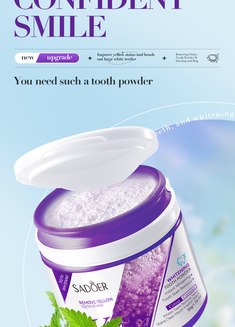 V34Toothpowder50g SADOER Whitening Deep Cleaning Whitening Teeth Cleaning Powder  Foreign Trade Wholesale