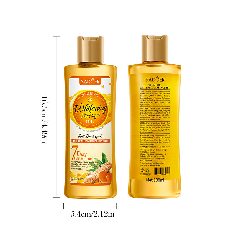 Turmeric Whitening Massage Essential Oil SADOER Moisturizing Body Universal Essential Oil Cross-Border Wholesale