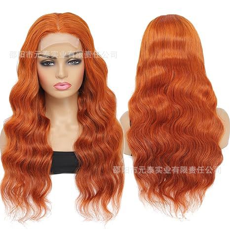 Ginger Orange 13x4 Lace Front Wigs  Body Wave Synthetic Wig