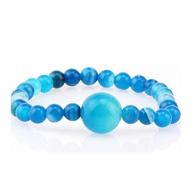 Men's White Turquoise Bracelet6mm Natural Stone Beads Volcanic Stone Bracelet Fake Protein Tiger Eye Frosted Beaded Bracelet