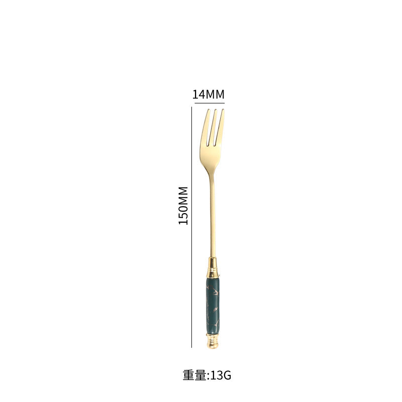 Stainless Steel Cutlery Restaurant Western Steak Knife Fork Imitation Marble Pattern Ceramic Handle Knife Fork Spoon Tea Spoon Tea Fork Set