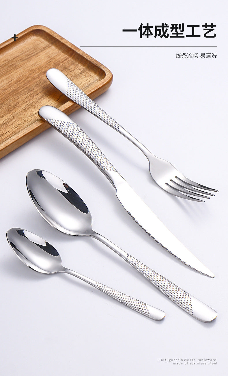 Stainless Steel Western Cutlery Star Diamond Knife Fork Spoon24Western-style Steak Knife, Fork, and Spoon Gift Set
