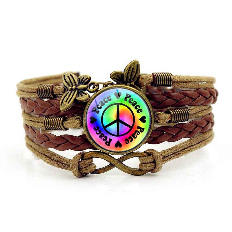 Vintage Multi-layer Woven Bracelet Butterfly Wireless Symbol Card Handmade Woven Bracelet Yoga Mandala Flower Bracelet