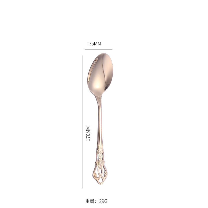 Stainless Steel Cutlery Restaurant Royal Court Knife Fork Spoon Set Hotel Western Cuisine European Retro Relief Steak Knife Fork