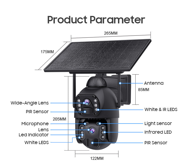 New Product AOV Low Frame Rate All Day Recording Surveillance4G Hd600MP Solar-powered Gun Ball Linked Camera