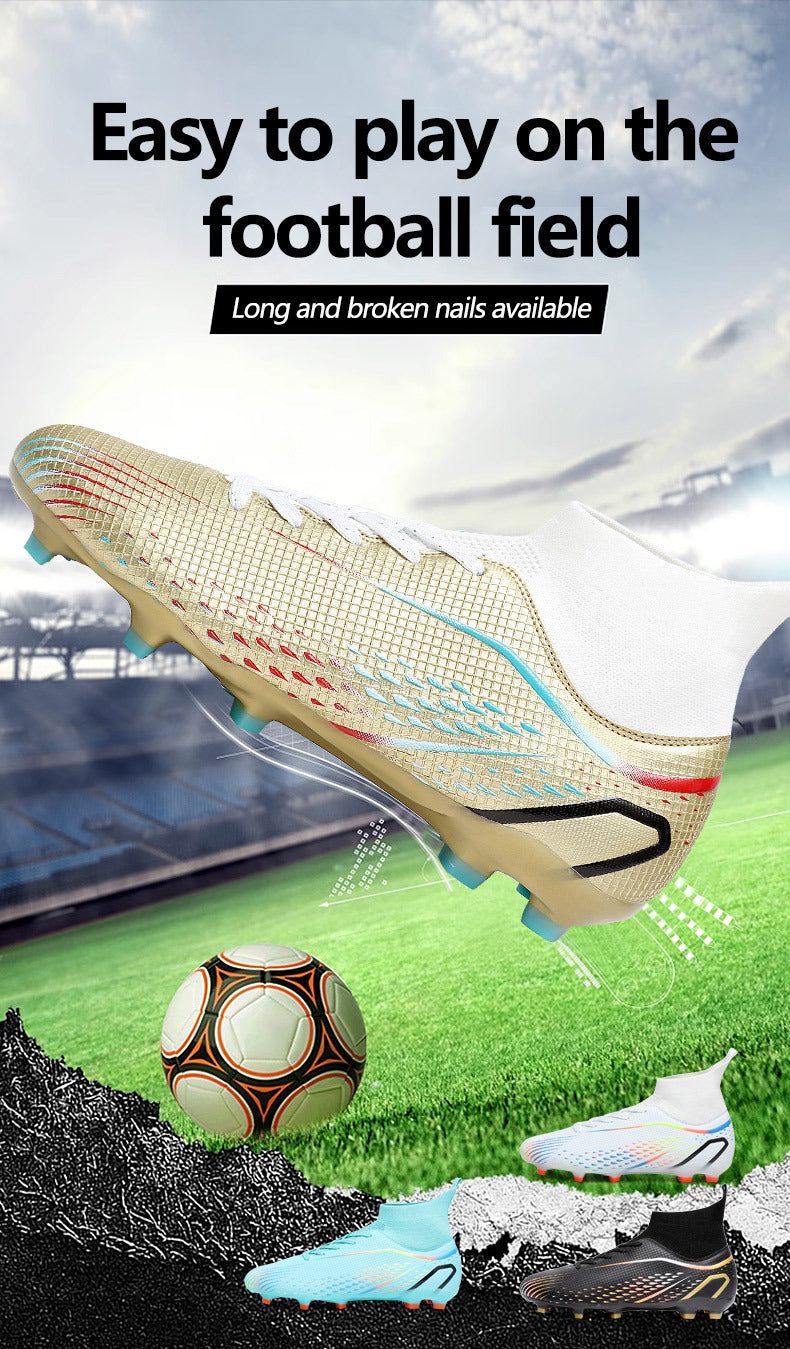 New football shoes for men and women AG Long Spike gold Competition Student Training Shoes Artificial Turf TF Wholesale of Broken Nails