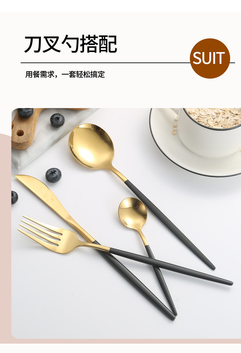410Stainless Steel Cutlery Western Steak Knife Fork Spoon6People Serving Hotel Restaurant Portugal24Piece Suit
