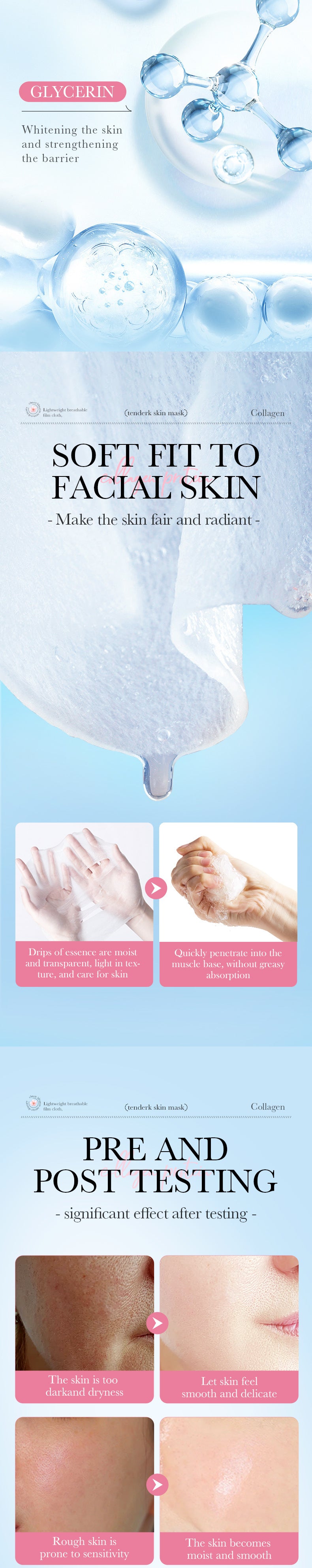 Sakura Facial Mask Sheet Pack SADOER Collagen Moisturizing Rejuvenating Nourishing Face Mask Cross-Border Wholesale