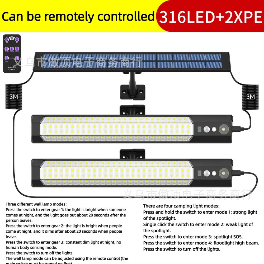 Outdoor Solar Human Body Sensor Street Light Split Light Household Waterproof Wall Light Courtyard Landscape Garage Lighting