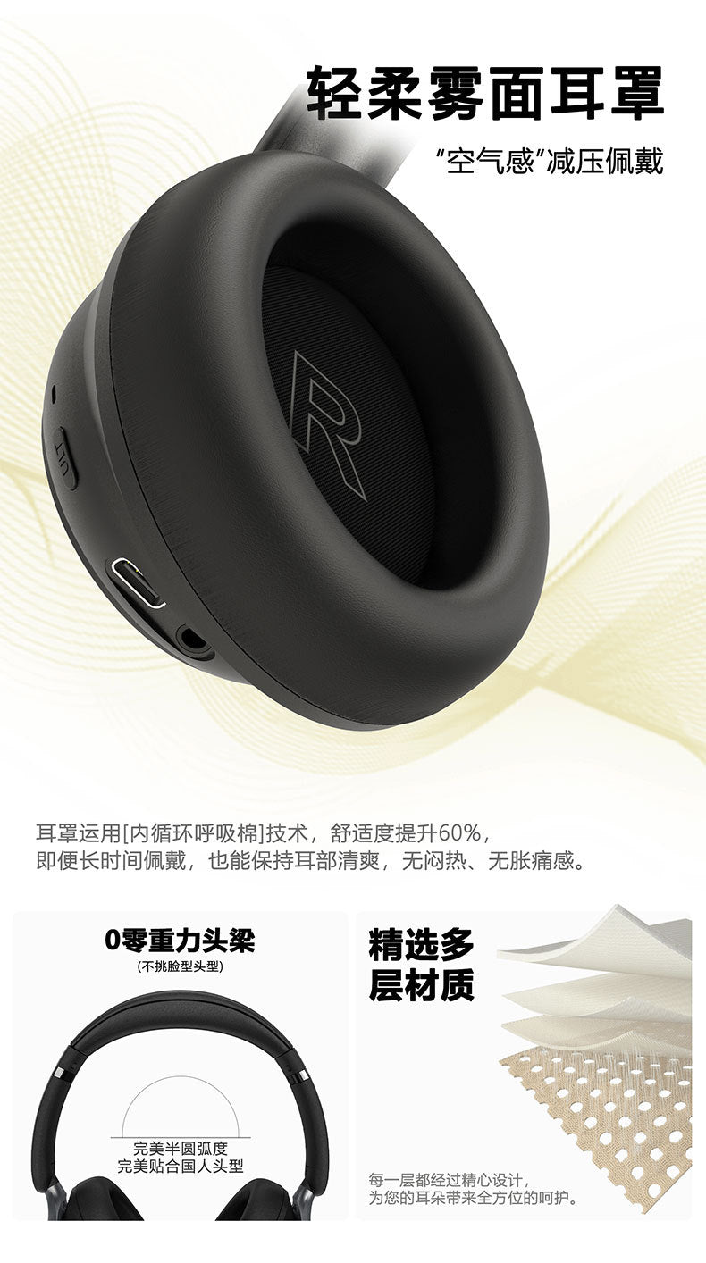 Private Model2025New metal heavy bass long battery life over-ear headphones ANC Noise Cancelling Wireless Bluetooth Headphones B13
