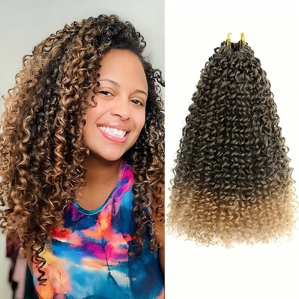Chemical Fiber Wig MiniGOGOCrochetHair African Two-Strand Small Curl Braids Crochet Celebrity Style Long Curly Hair