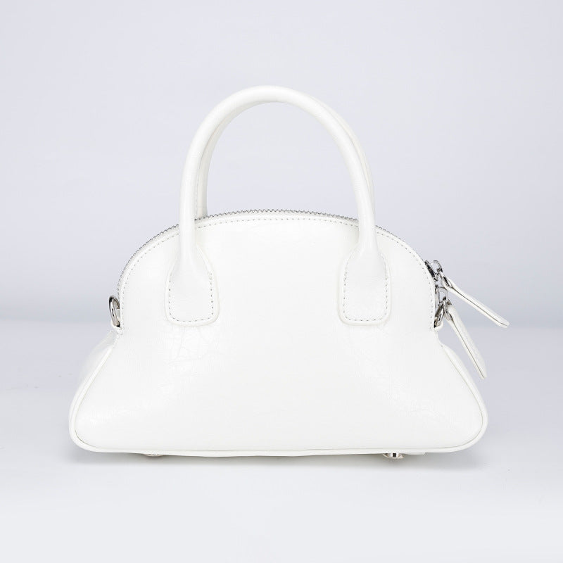 Korean Style Niche Design Spring Summer New Handbag Retro Sweet Oil Wax Leather Fashion Women's Bag Single Shoulder Crossbody Bag