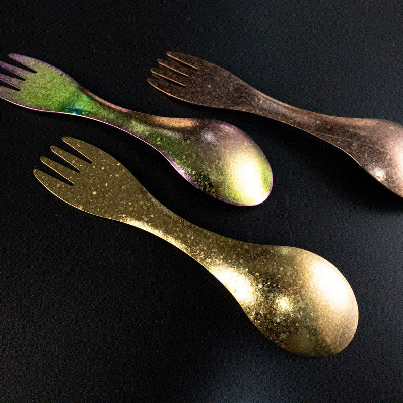 Pure Titanium Multifunctional Spoon Fork Ice Flower Camping Outdoor Crystal Fork Household Lightweight Spoon Creative High-Value Colorful