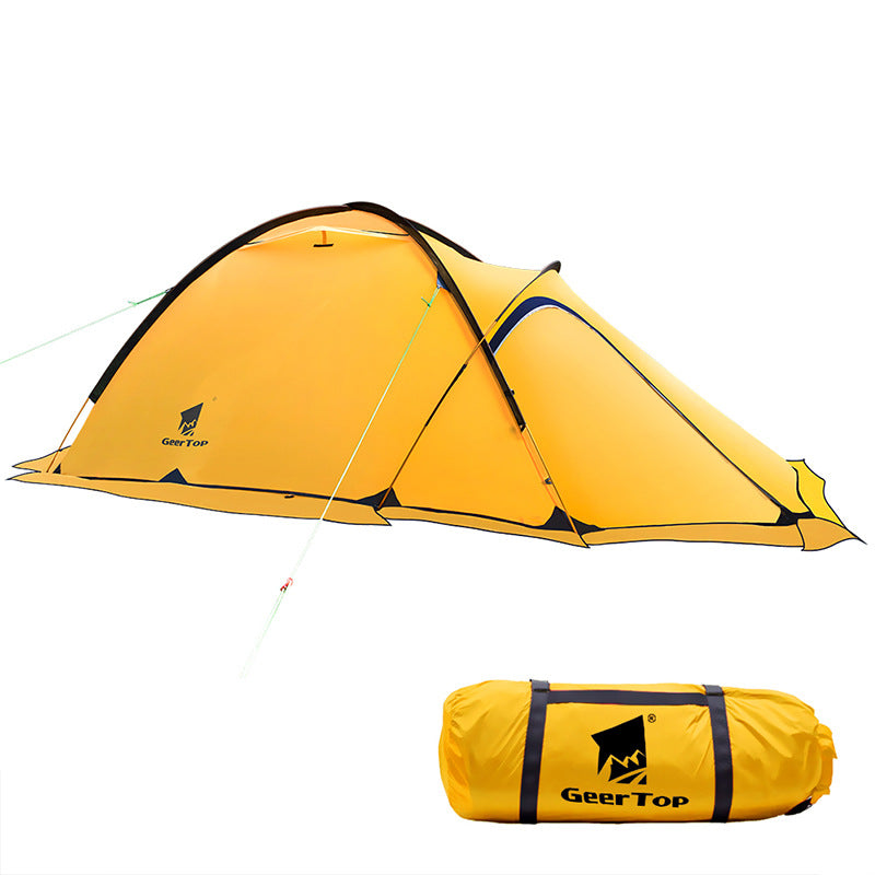 New Mountaineering Tent Double Person Double Layer Aluminum Pole Four Seasons Outdoor Camping Tent Windproof Rainproof Tent One Room One Hall