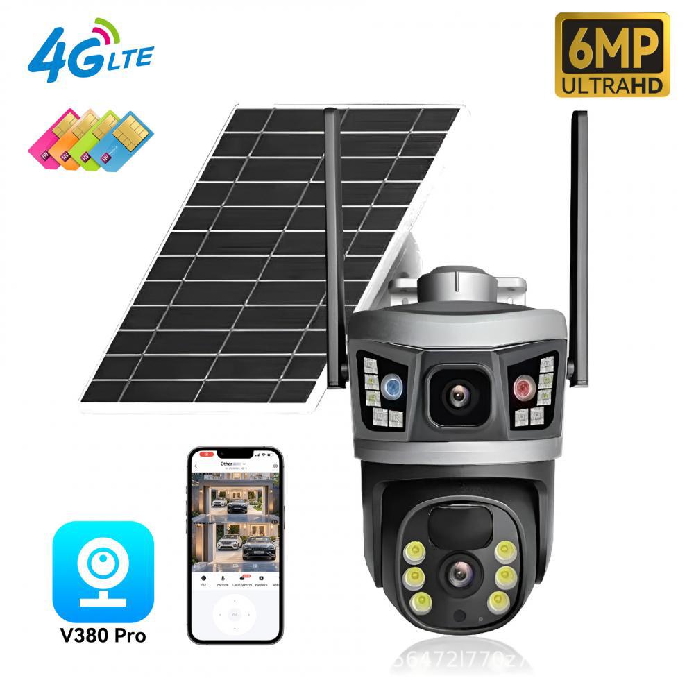 V380Solar Surveillance Camera Manufacturer Direct Sale Dual Lens Dual Screen Outdoor No Electricity No Network4G Monitor