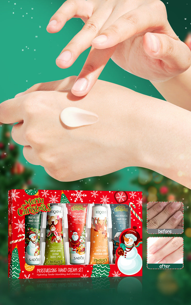 Christmas Moisturizing Anti-Chapped Hand Cream Five-Piece Set SADOER Autumn and winter hand cream  foreign trade wholesale