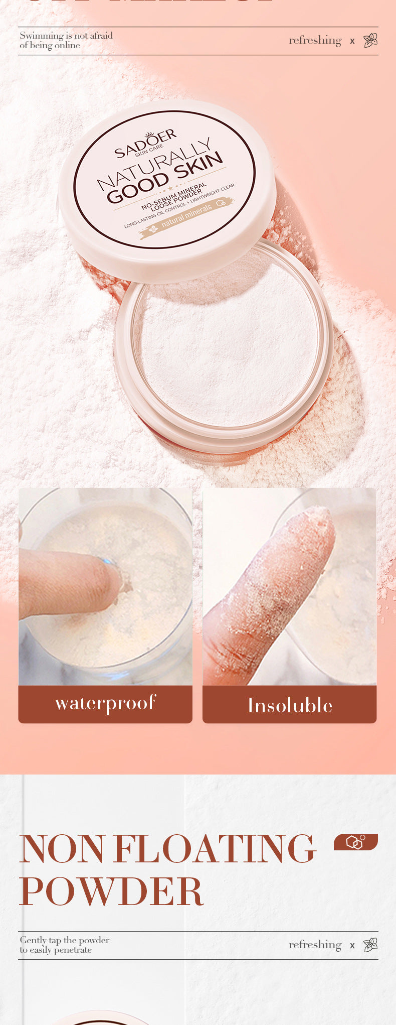 Makeup SADOER Mineral Loose Powder Refreshing Lightweight Setting Concealer Powder  Wholesale