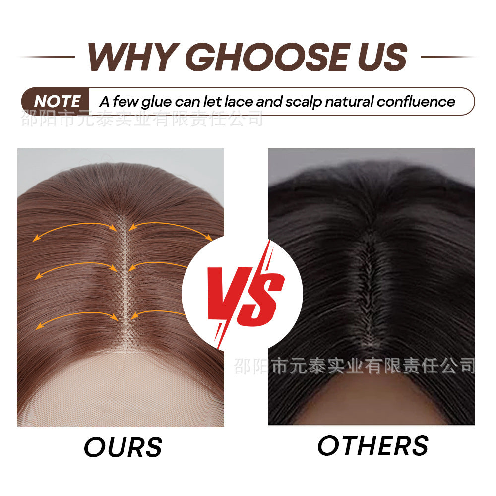 New European and American Style Women's Black Small Middle Part Big Wave Synthetic Long Curly Hair Lace Front Wig Wholesale