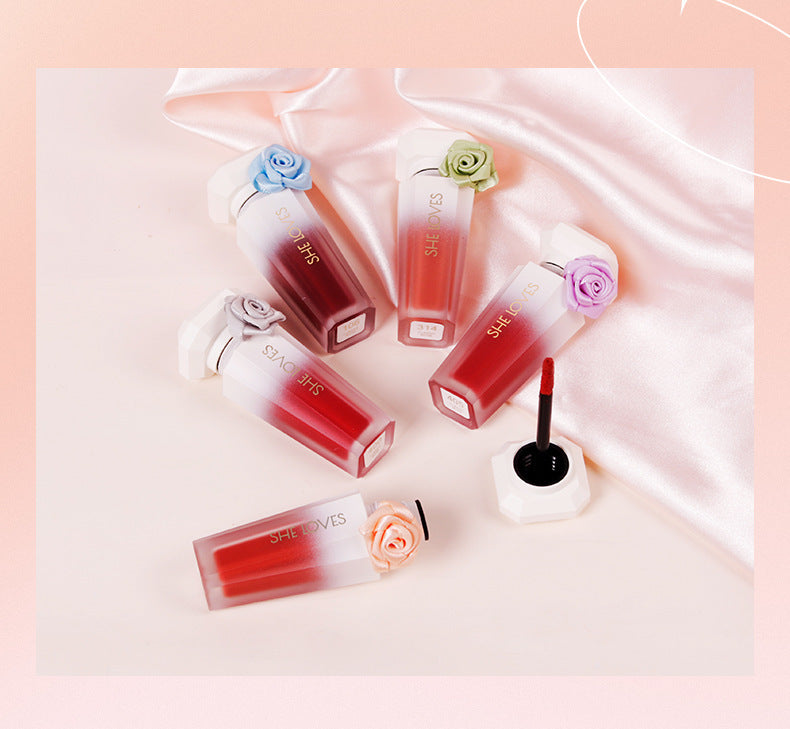 Europe and America SHELOVES Rose Matte Lip Glaze Long-lasting Non-stick Cup Non-fading Genuine Lip Gloss Makeup Wholesale