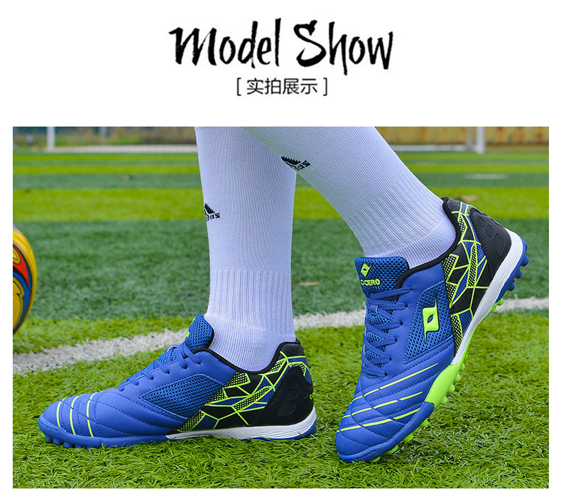 Men's Soccer Shoes TF Velcro Magic Tape Children's Sports Shoes for Primary and Secondary School Students and Teenagers for Sports Competitions and Training