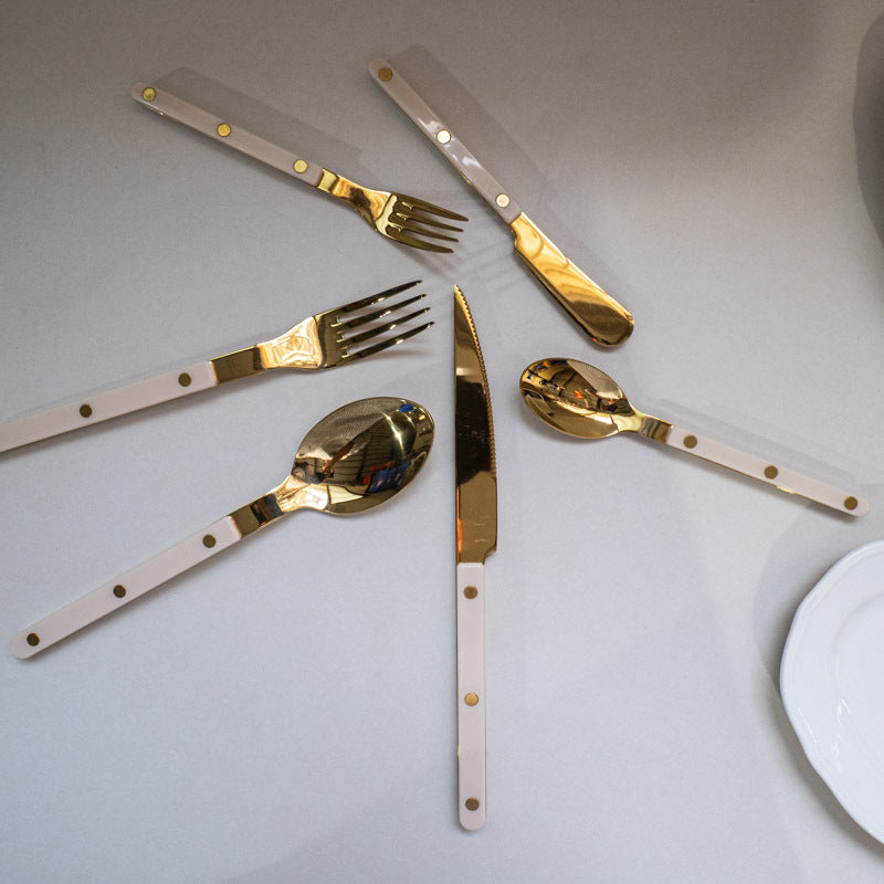 Stainless Steel Knife, Fork, and Spoon Three-Piece Set ins Wind Tableware Set Knife and Fork Cream Style Steak Western Knife and Fork Set