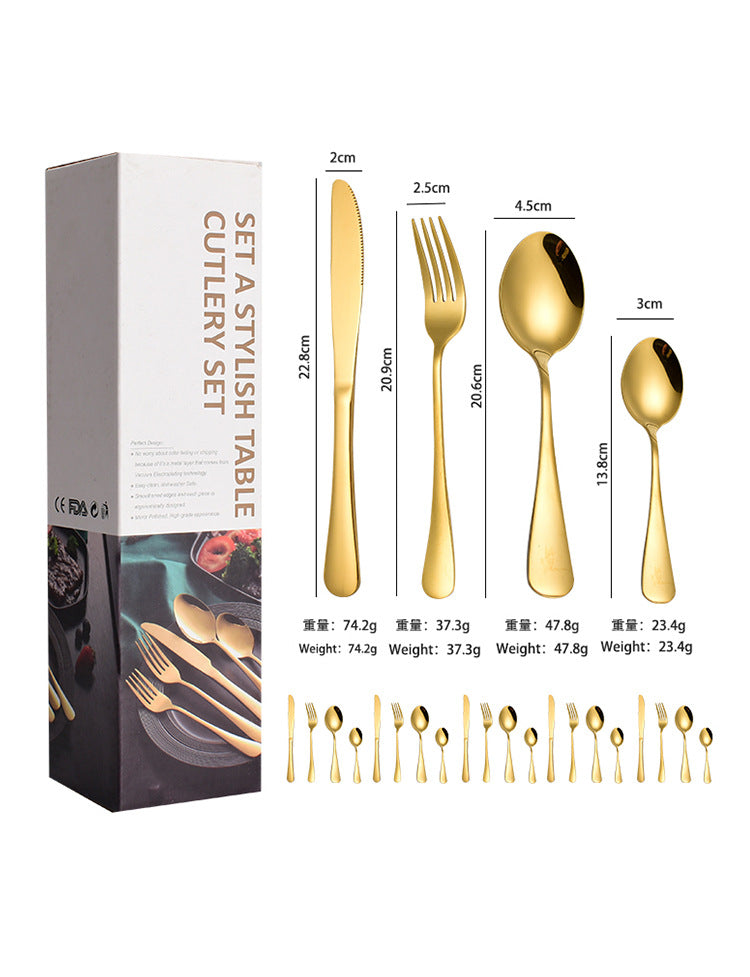 1010241 Piece Western Dessert High Aesthetic gold Steak Knife Fork Spoon Stainless Steel Cutlery Set