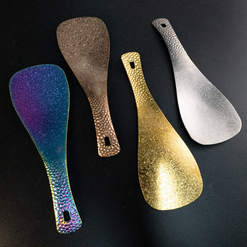 High-end Pure Titanium Rice Spoon Luxury Mildew-proof Rice Shovel Antibacterial Rice Shovel Hammer Pattern Rice Serving Spoon Rice Spoon Kitchen