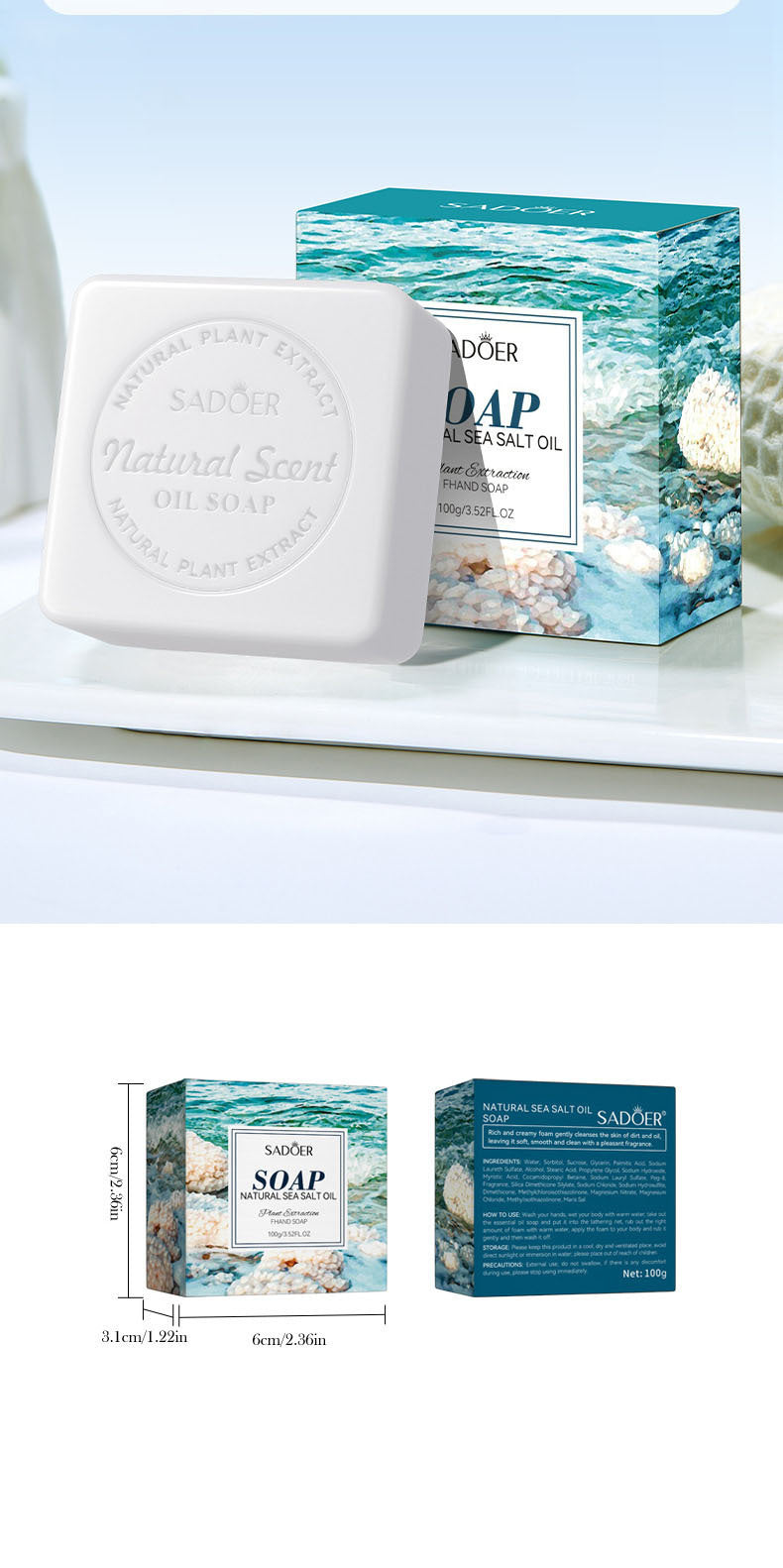 Plant and Fruit Scented Soap100g SADOER Cleansing, Moisturizing Handmade Soap  Wholesale