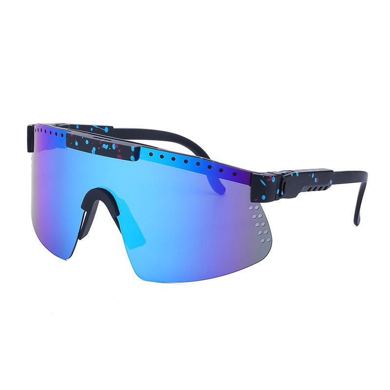 European and American Colorful Sunglasses Outdoor Cycling Windproof Sunglasses Men and Women One-piece Lens Sports Anti-ultraviolet Glasses