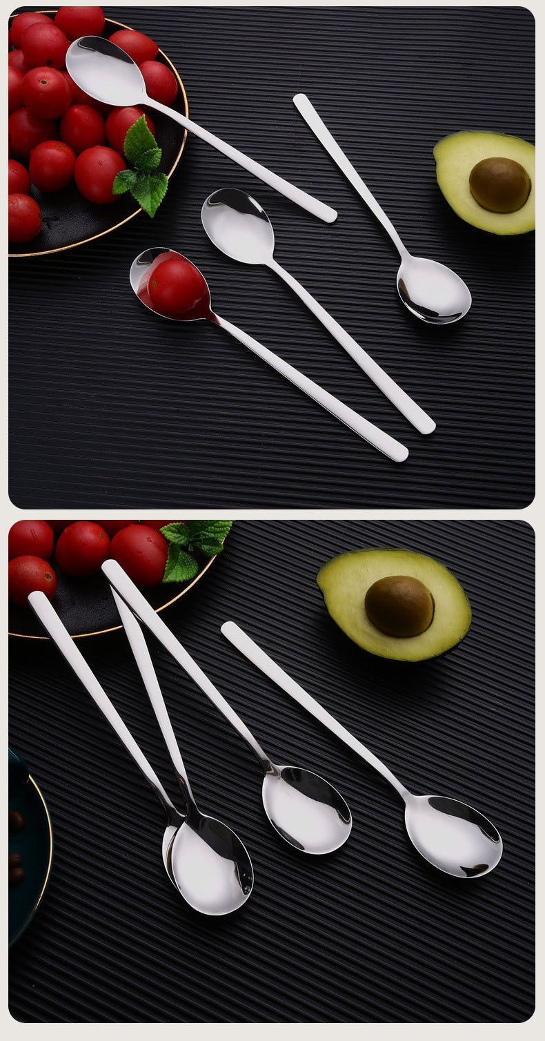 304Stainless Steel Spoon Korean Style Long Handle Stirring Spoon Coffee Spoon Household Eating Soup Spoon Customizable by Manufacturer