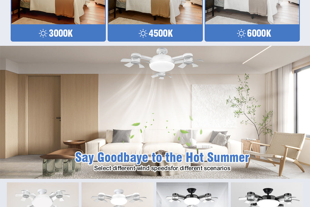 50W Drone Style Ceiling Fan Light E27Fan Light led Fan Light Folding Ceiling Light3Color Light