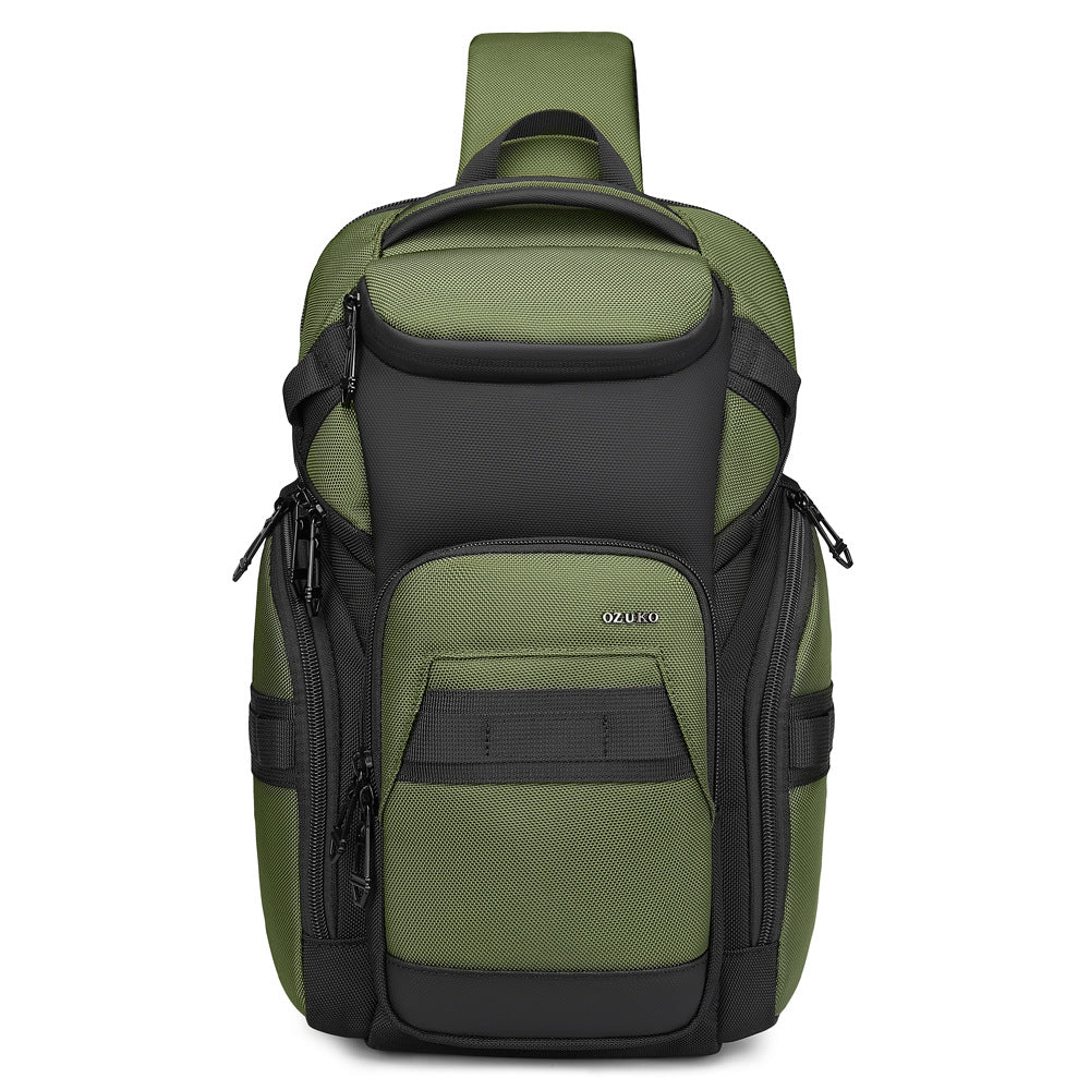 OZUKO Men's Chest Bag Waterproof Large Capacity Multifunctional Crossbody Bag Trendy Portable Lightweight High-end Feel Single Shoulder Bag