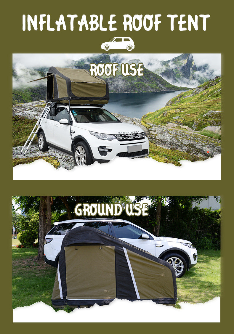 Specialized Car Roof Inflatable Tent Camping Car Gear Portable Rainproof Army Green Tent Outdoor Camping