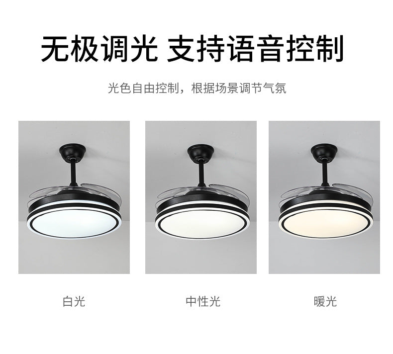 Invisible Fan Light Nordic Ceiling Fan Light High Wind Power Living Room Dining Room Bedroom Ceiling Mounted Variable Frequency Electric Fan Ceiling Light Integrated