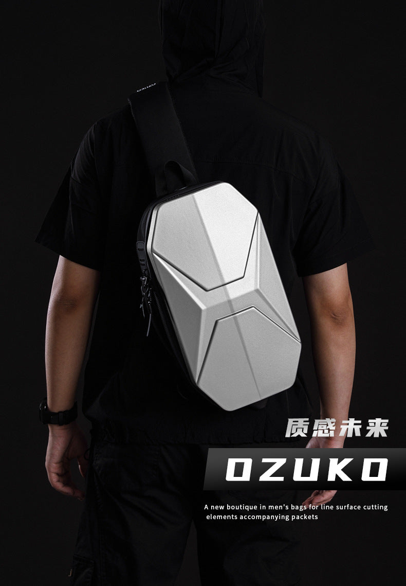 ozuko Functional trendy men's chest bag PC Hard Shell Waterproof Multifunctional Crossbody Bag Shoulder Outing Sports Men's Bag