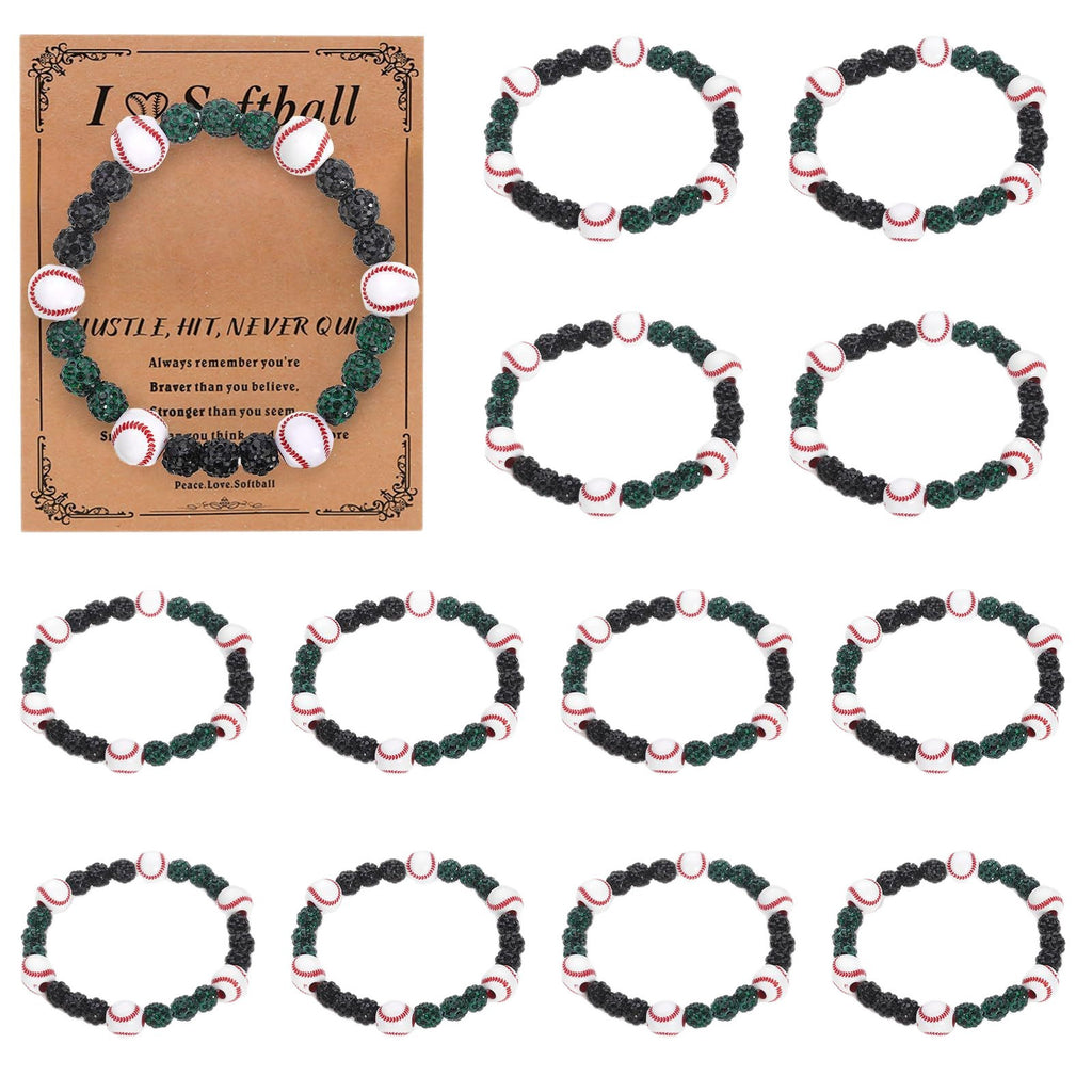 Clay Drill Ball Bracelet Shamballa Drill Ball Elastic Bracelet Sports Fan Gift Bracelet Red Stripe Baseball Bracelet